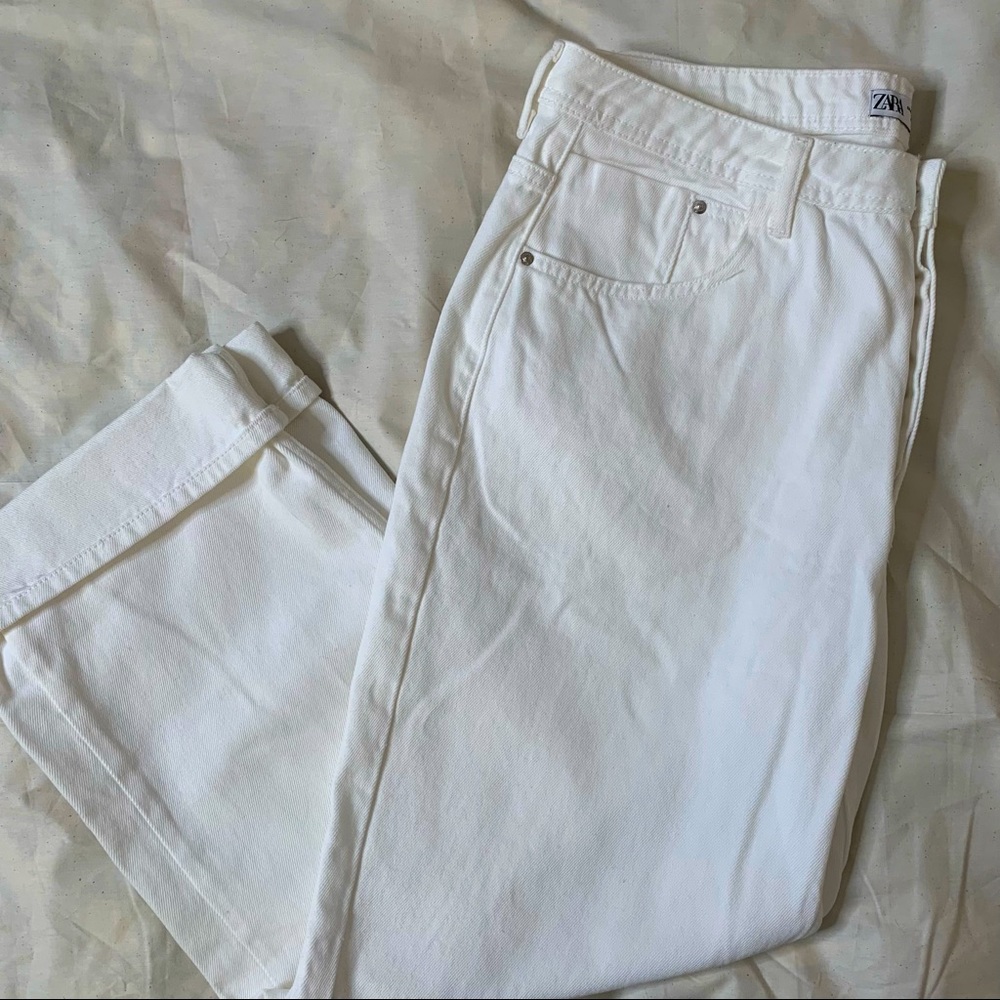 NWOT Zara Oversized Straight Leg White Denim
